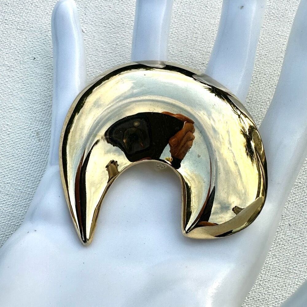 Gold tone vintage crescent brooch
